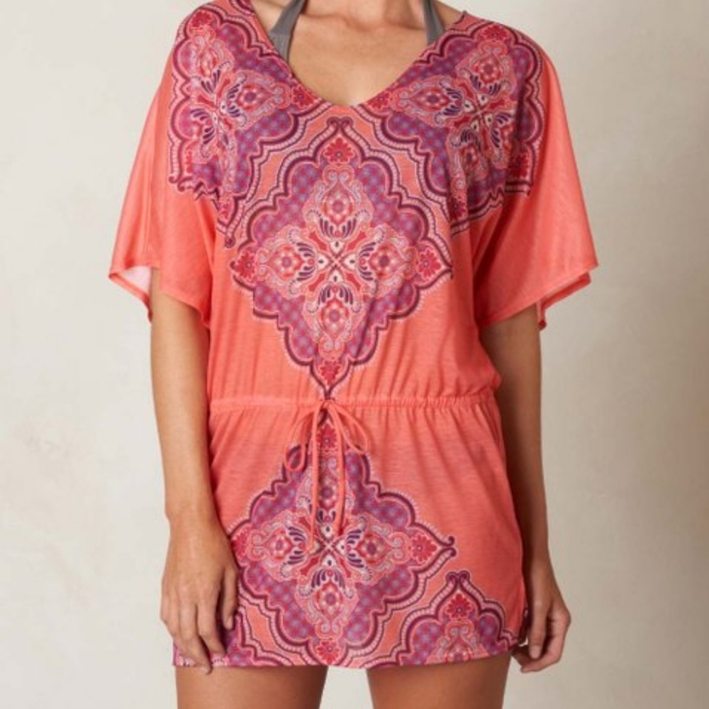prAna, Jasmine lightweight Geometric Saida Kaftan, beach cover up, sz small